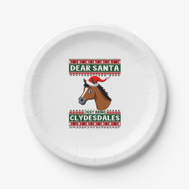 Assiettes En Carton Clydesdale Horse Christmas Ugly Xmas Sweater Eques (Devant)