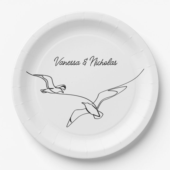 Assiettes En Carton Coastal Beach Summer Vacation Wedding Engagement (Devant)