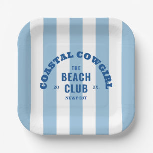 Assiettes En Carton Coastal Cowgirl The Beach Club Denim Cabana Stripe