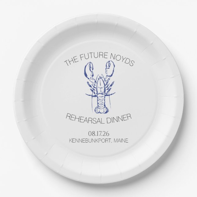 Assiettes En Carton Coastal Lobster Wedding Rehearsal Dinner Sticker (Devant)