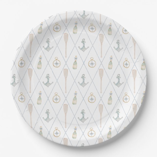 Assiettes En Carton Coastal Sailboat Paper Plates (Devant)