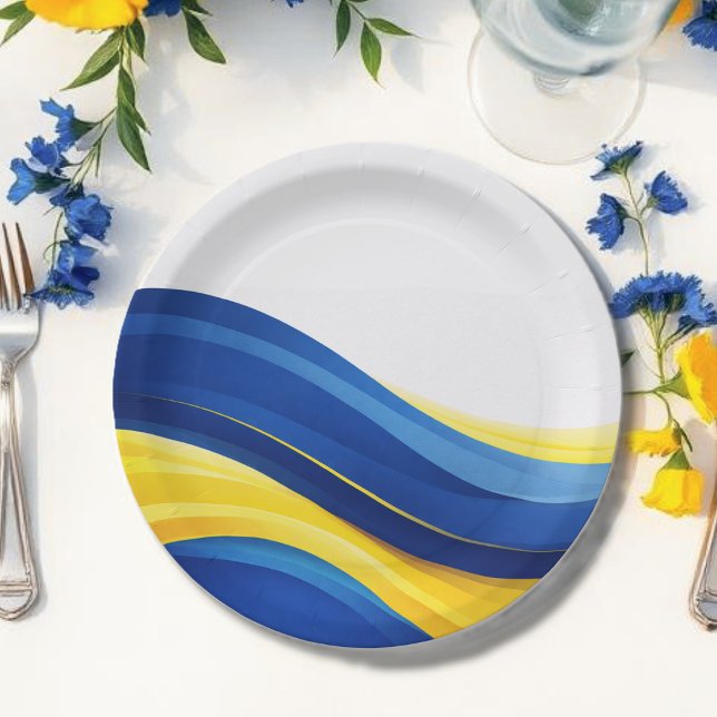Assiettes En Carton Cobalt Blue and Yellow  (Cobalt Blue and Lemon Yellow Paper Plates )