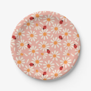 Assiettes En Carton Coccinelles et marguerites de printemps