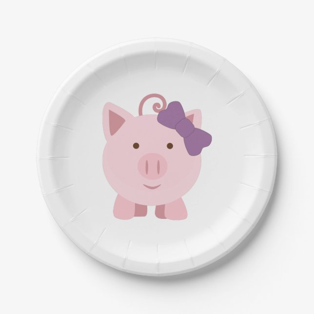 Assiettes En Carton Cochon fille mignonne (Devant)