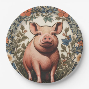 Assiettes En Carton Cochon mignon inspiré de William Morris
