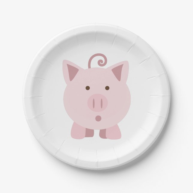 Assiettes En Carton Cochon mignon surpris (Devant)