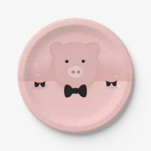 Assiettes En Carton Cochon rose Whimsical