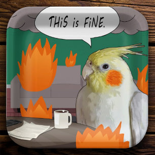 Assiettes En Carton Cockatiel amusant C'est du café de mème fin à la m
