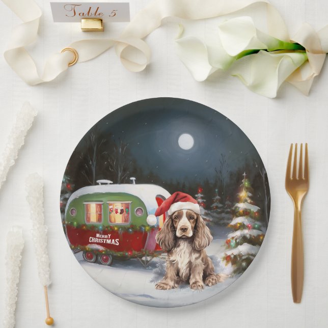 Assiettes En Carton Cocker d'hiver Spaniel Caravan Christmas Adventure (Mariage)