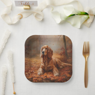 Assiettes En Carton Cocker Spaniel à l'automne Feuilles automne Inspir