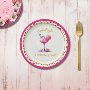 Assiettes En Carton Cocktail à thème rose Anniversaire