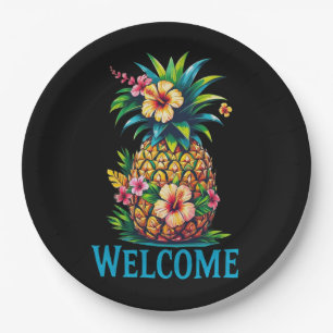 Assiettes En Carton Cocktail d'ananas tropical Bienvenue