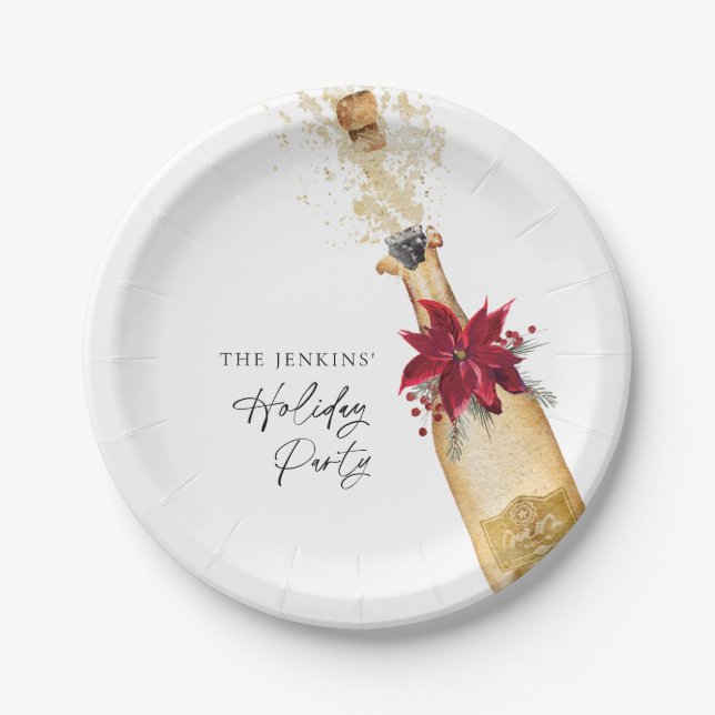 Assiettes En Carton Cocktail de vacances Poinsettia Party (Devant)