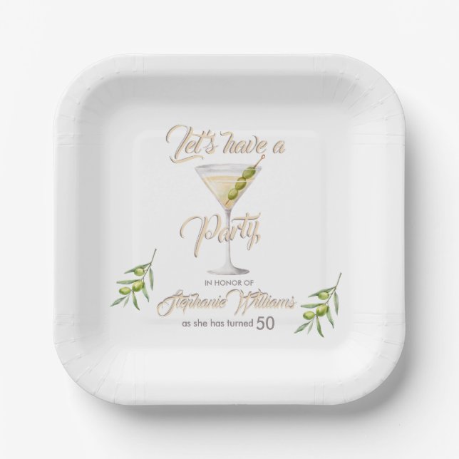 Assiettes En Carton Cocktail d'été pour femmes 50e fête d'anniversaire (Recto)