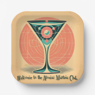 Assiettes En Carton Cocktail du Quantum Entanglement Atomic Martini Cl