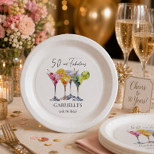 Cocktail Martini Aquarelle Joyeux 50e Anniversaire