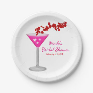 Assiettes En Carton Cocktail personnalisé pour la Saint-Valentin rose