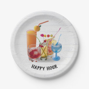 Assiettes En Carton Cocktails au bar sur bois