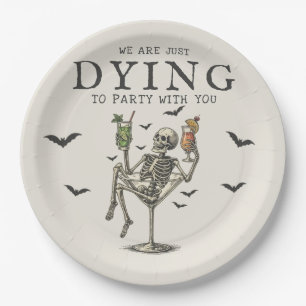 Assiettes En Carton Cocktails vintages Skeleton Halloween Party