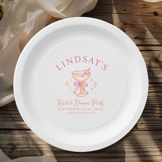 Assiettes En Carton Coctail Bridal Shower (Coctail Bridal Shower Paper Plates)