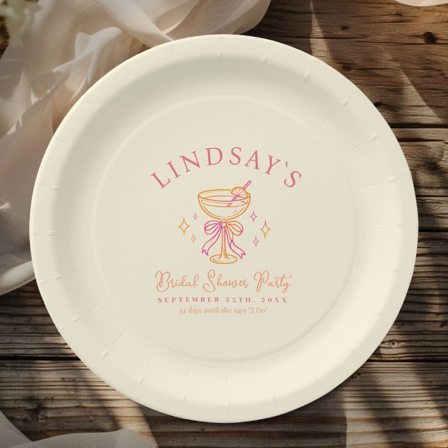 Assiettes En Carton Coctail Bridal Shower Yellow (Coctail Bridal Shower Paper Plates)