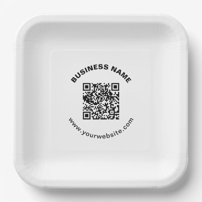 Assiettes En Carton Code QR avec nom d'entreprise Texte circulaire gra (Recto)