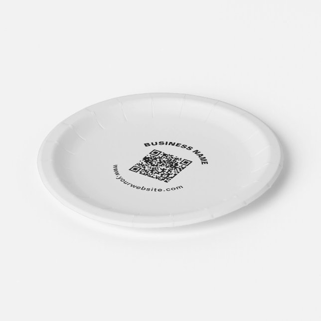 Assiettes En Carton Code QR avec nom d'entreprise Texte circulaire gra (Angle)