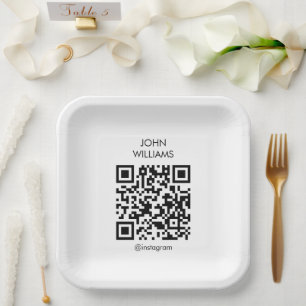 Assiettes En Carton Code QR d'ouverture d'une exposition professionnel