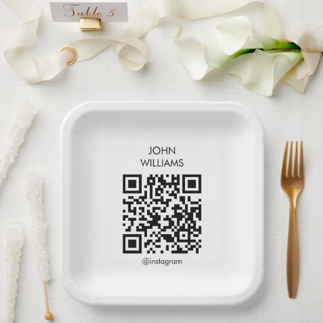 Assiettes En Carton Code QR d'ouverture d'une exposition professionnel (Mariage)