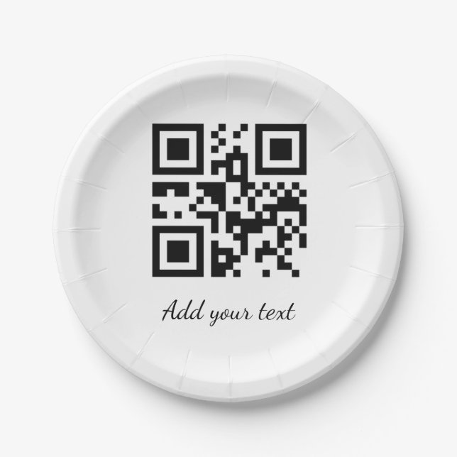 Assiettes En Carton code QR personnalisé simple ajouter votre nom text (Devant)