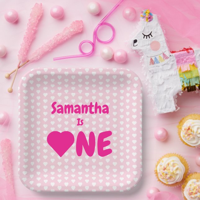 Assiettes En Carton Coeur 1er anniversaire (Fête)