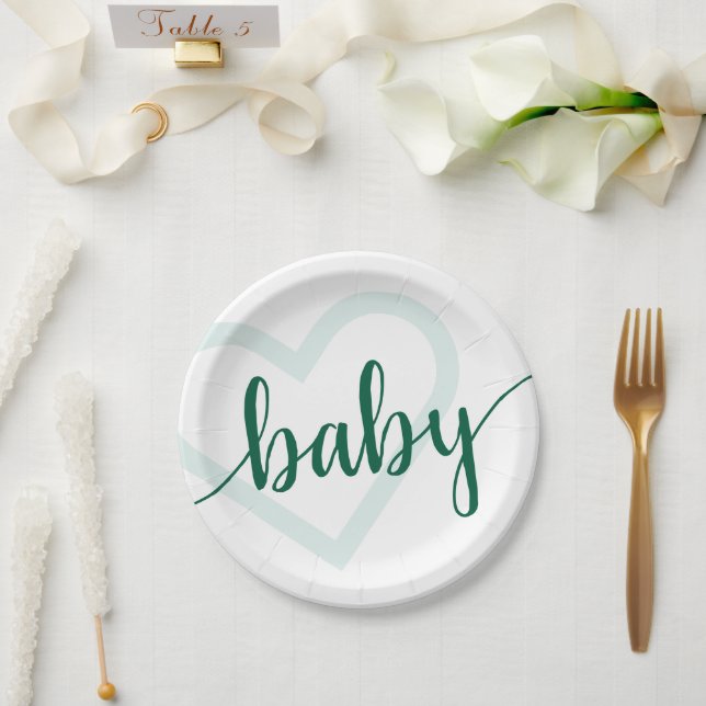 Assiettes En Carton Coeur bébé | Script simple de floraison de Hunter  (Mariage)