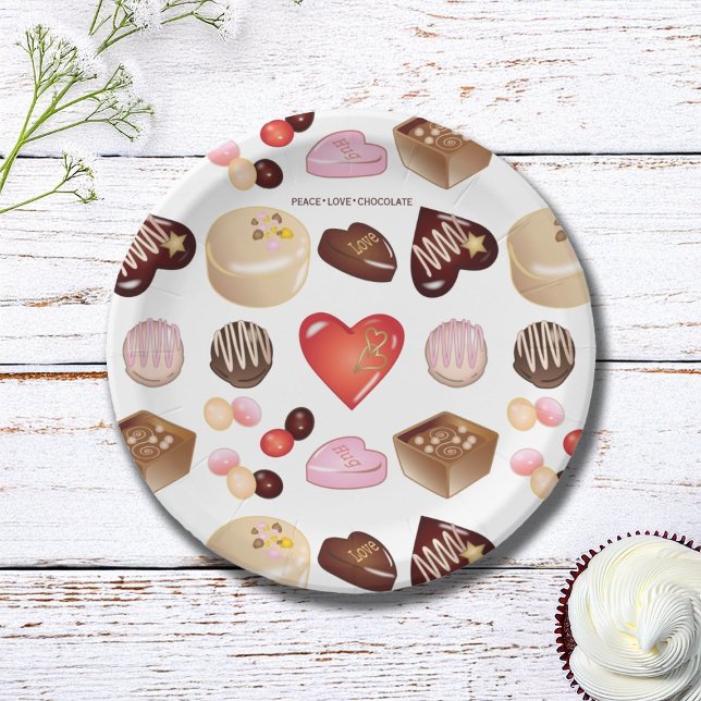 Assiettes En Carton Coeur chocolat moderne personnalisé (Créateur téléchargé)