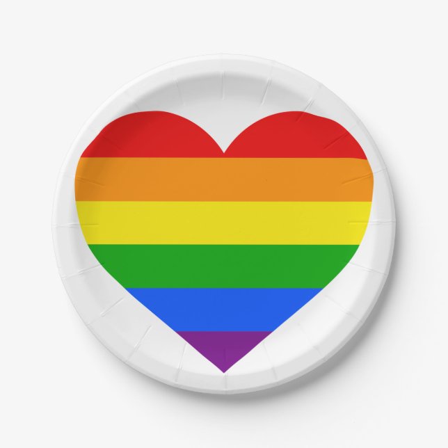 ASSIETTES EN CARTON COEUR D'ARC-EN-CIEL " (Devant)