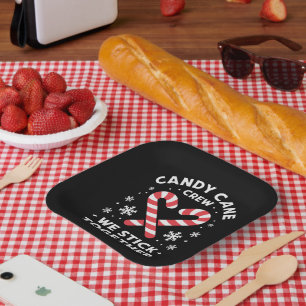 Assiettes En Carton Cœur de Canne à Sucre de Noël On Reste Ensemble