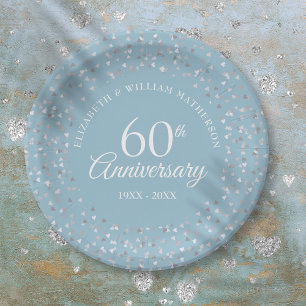 Assiettes En Carton Cœur de confettis pour les 60 ans de mariage 