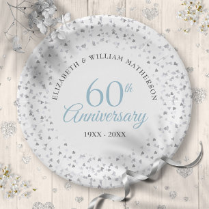 Assiettes En Carton Cœur de confettis pour les 60 ans de mariage