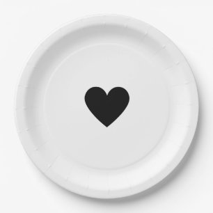 Assiettes En Carton Cœur Noir Simple Moderne