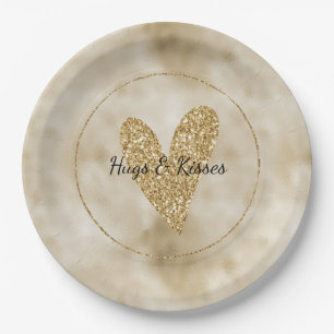 Assiettes En Carton Coeur Parties scintillant or