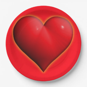 Assiettes En Carton Coeur rouge 3-D brillant