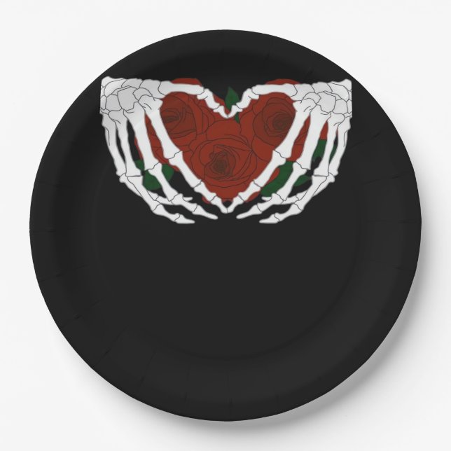 Assiettes En Carton Coeur squelettique (Devant)