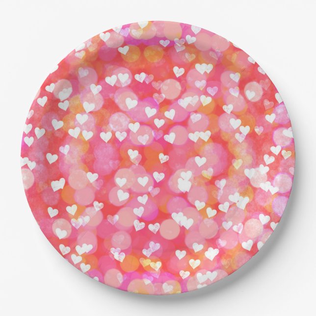 Assiettes En Carton Coeurs (Devant)