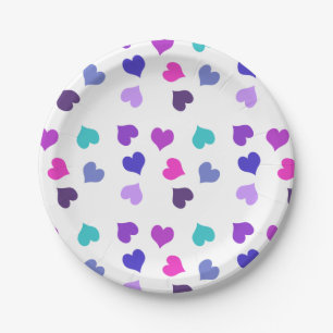 Assiettes En Carton Coeurs colorés mignons