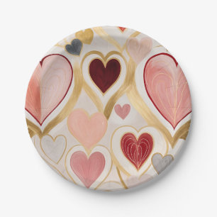 Assiettes En Carton Coeurs d'amour