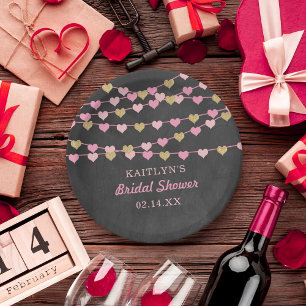 Assiettes En Carton Cœurs d'amour en ficelle suspendus Enterrement de