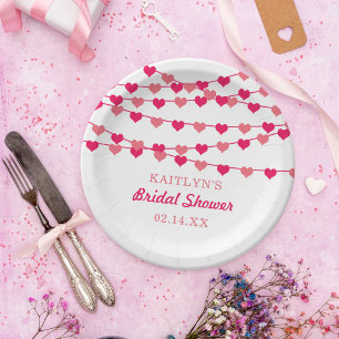 Assiettes En Carton Cœurs d'amour en ficelle suspendus pour la fête de