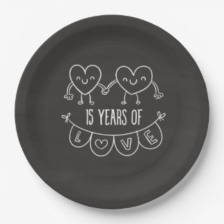 Assiettes En Carton Coeurs de calèche-cadeaux du 15e anniversaire