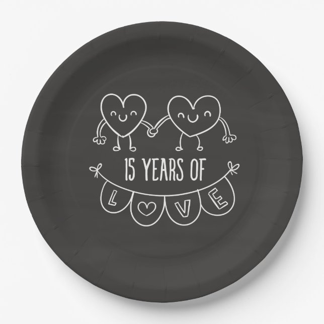 Assiettes En Carton Coeurs de calèche-cadeaux du 15e anniversaire (Devant)