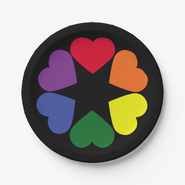 Assiettes En Carton Coeurs de fierté LGBT (Devant)