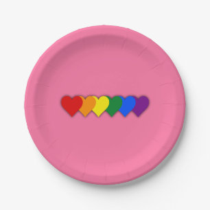 Assiettes En Carton Coeurs de fierté LGBT